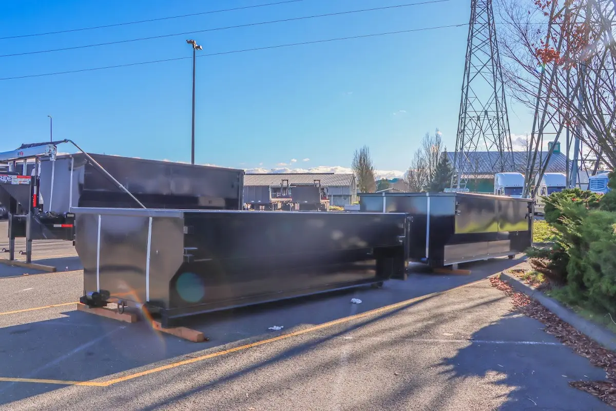 Roll-off dumpster ready for waste disposal at job site for Construction Dumpster Rental in Galesburg